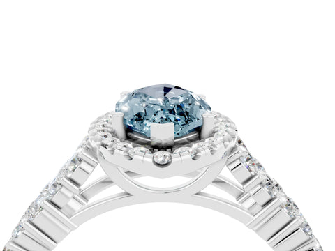 White gold Marquise Cut Halo Pavé Diamond Engagement Ring with Split Shank and Four-Prong Setting_4