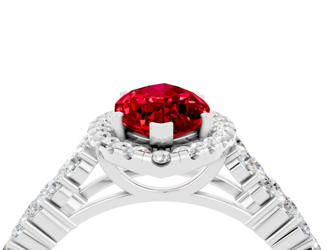 White gold Marquise Cut Halo Pavé Diamond Engagement Ring with Split Shank and Four-Prong Setting_4