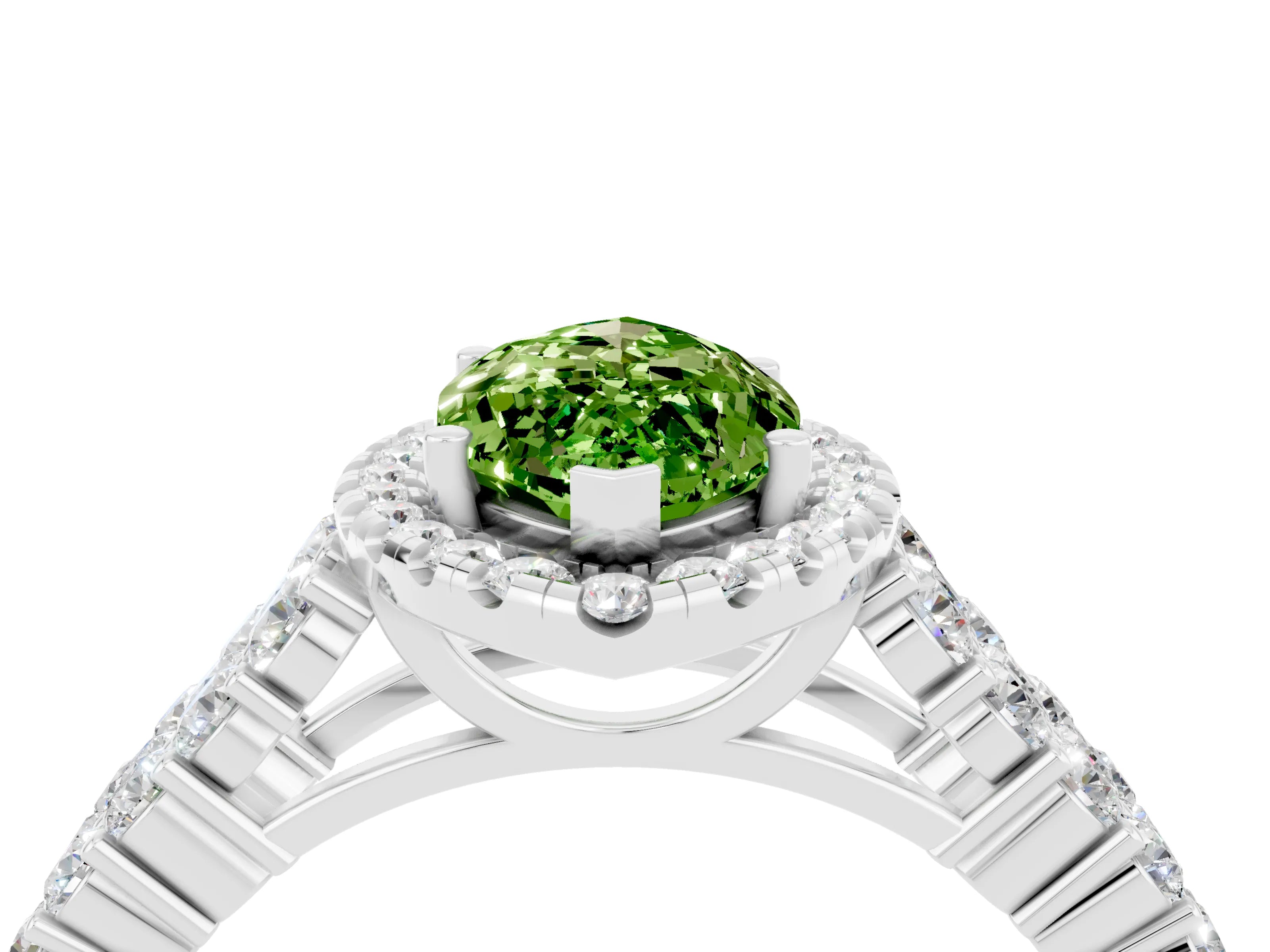 White gold Marquise Cut Halo Pavé Diamond Engagement Ring with Split Shank and Four-Prong Setting_4