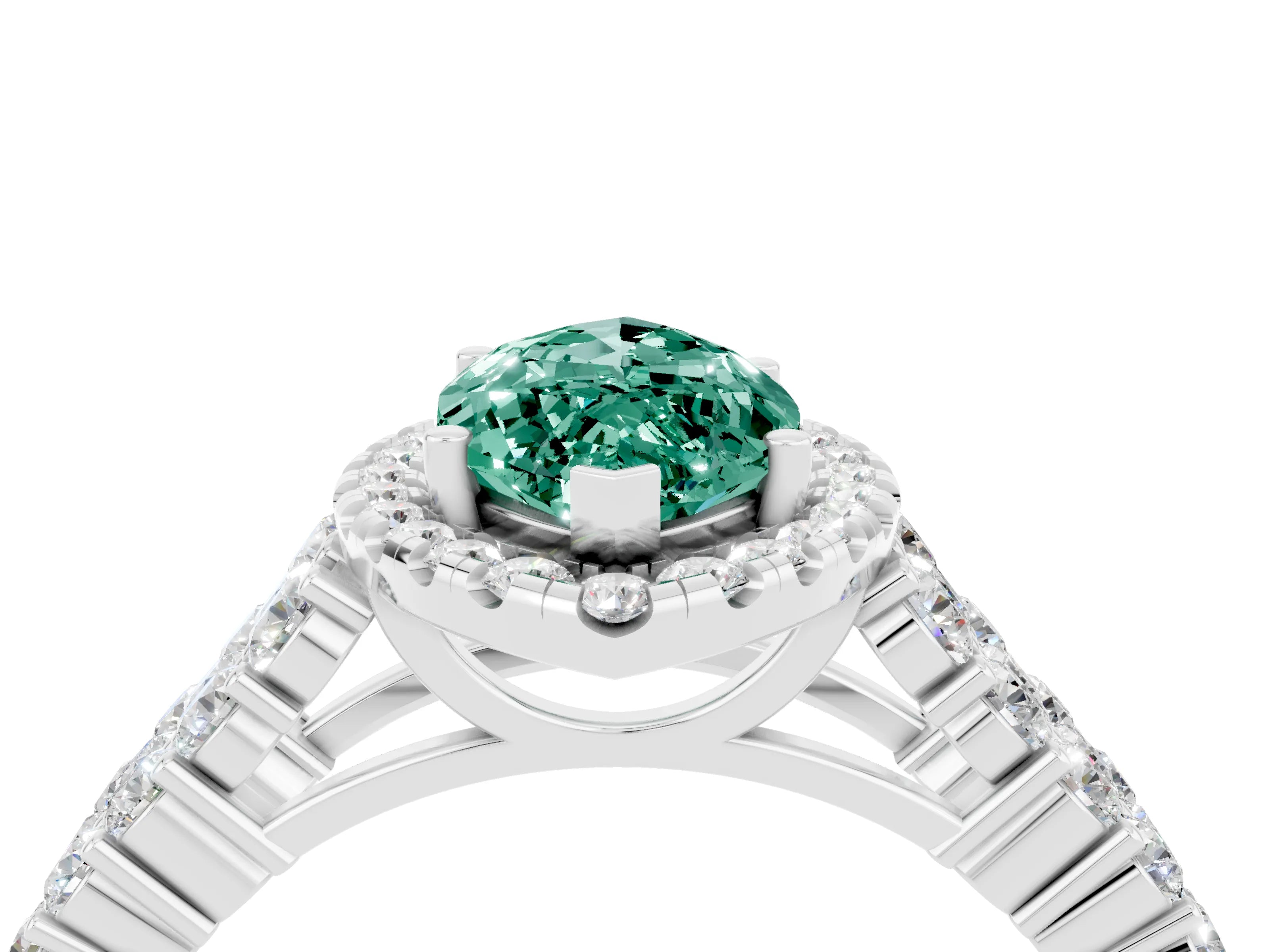 White gold Marquise Cut Halo Pavé Diamond Engagement Ring with Split Shank and Four-Prong Setting_4
