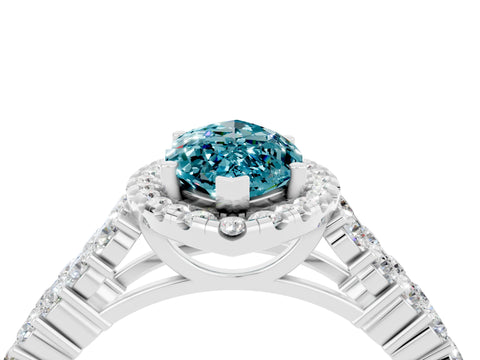 White gold Marquise Cut Halo Pavé Diamond Engagement Ring with Split Shank and Four-Prong Setting_4
