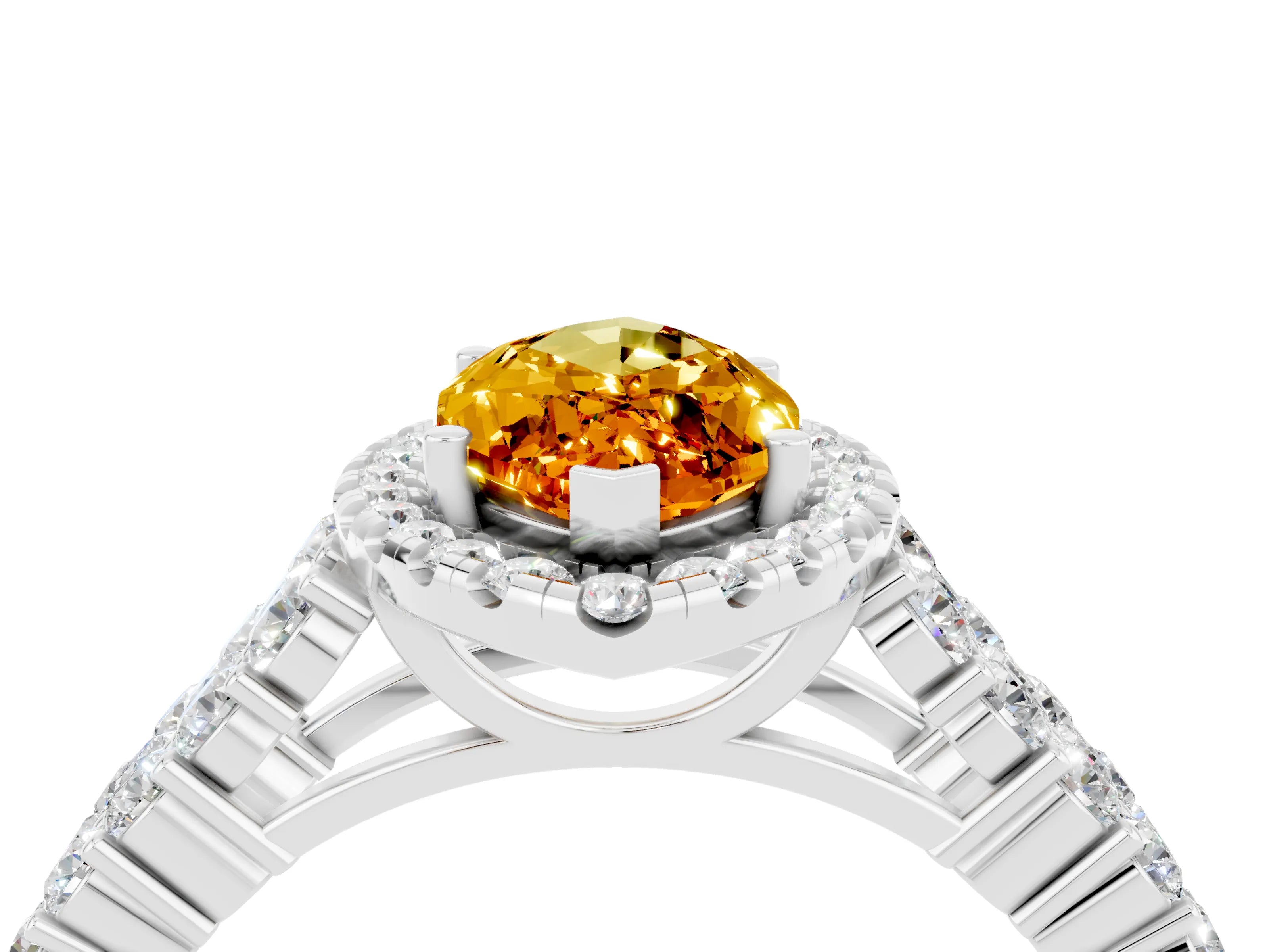 White gold Marquise Cut Halo Pavé Diamond Engagement Ring with Split Shank and Four-Prong Setting_4