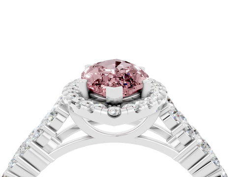 White gold Marquise Cut Halo Pavé Diamond Engagement Ring with Split Shank and Four-Prong Setting_4