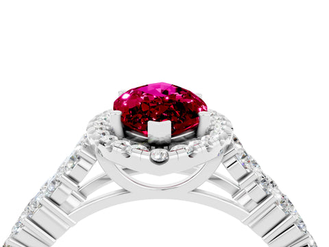 White gold Marquise Cut Halo Pavé Diamond Engagement Ring with Split Shank and Four-Prong Setting_4