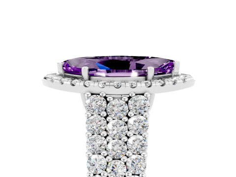 White gold Marquise Cut Halo Pavé Diamond Engagement Ring with Split Shank and Four-Prong Setting_5