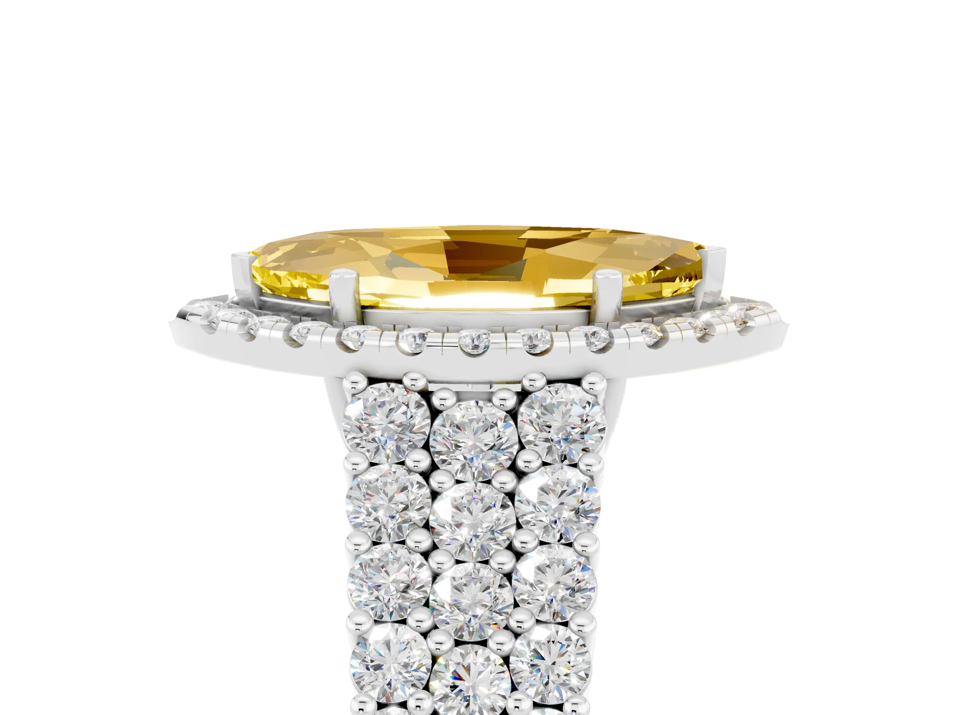 White gold Marquise Cut Halo Pavé Diamond Engagement Ring with Split Shank and Four-Prong Setting_5