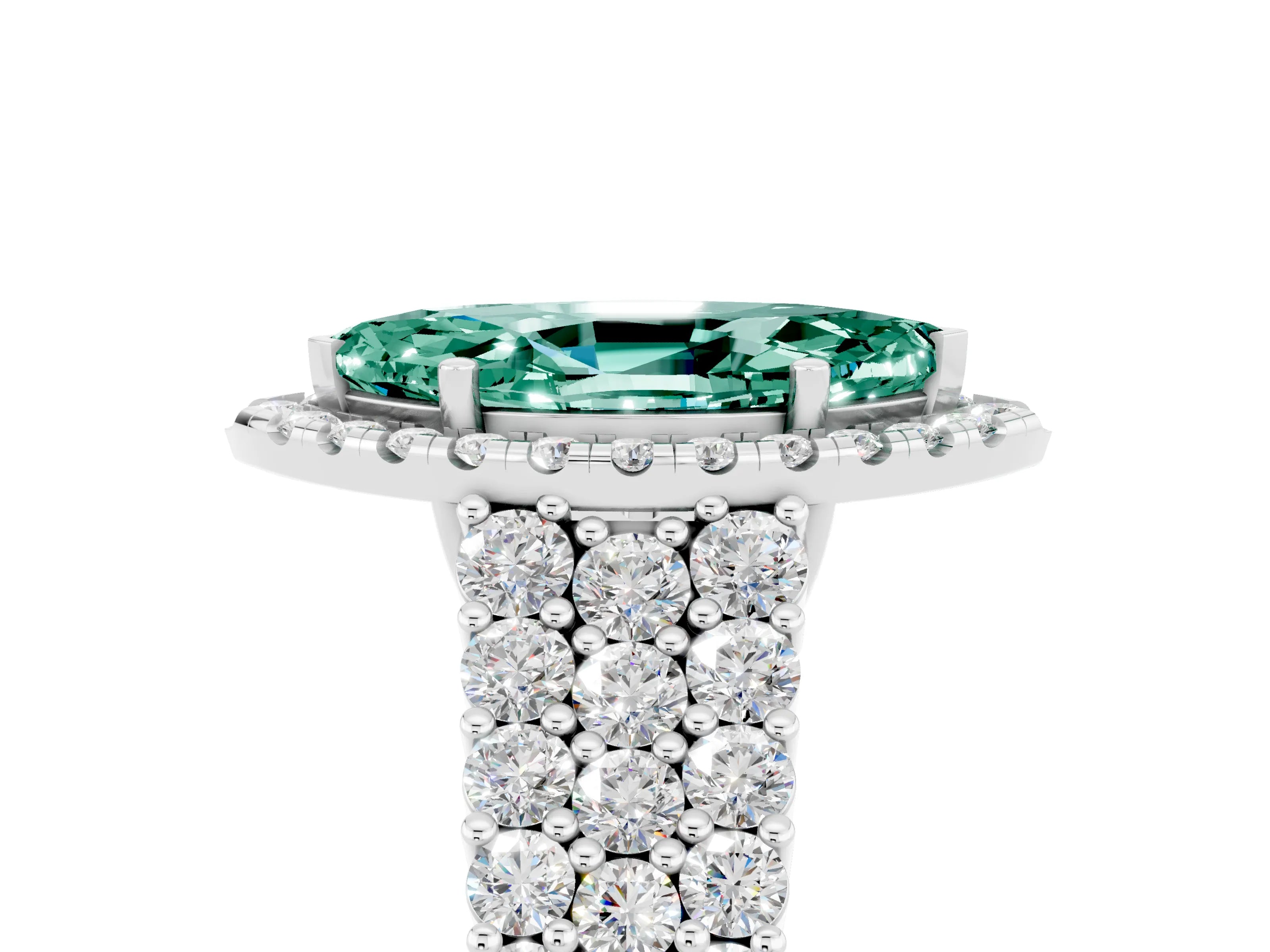 White gold Marquise Cut Halo Pavé Diamond Engagement Ring with Split Shank and Four-Prong Setting_5