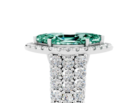 White gold Marquise Cut Halo Pavé Diamond Engagement Ring with Split Shank and Four-Prong Setting_5