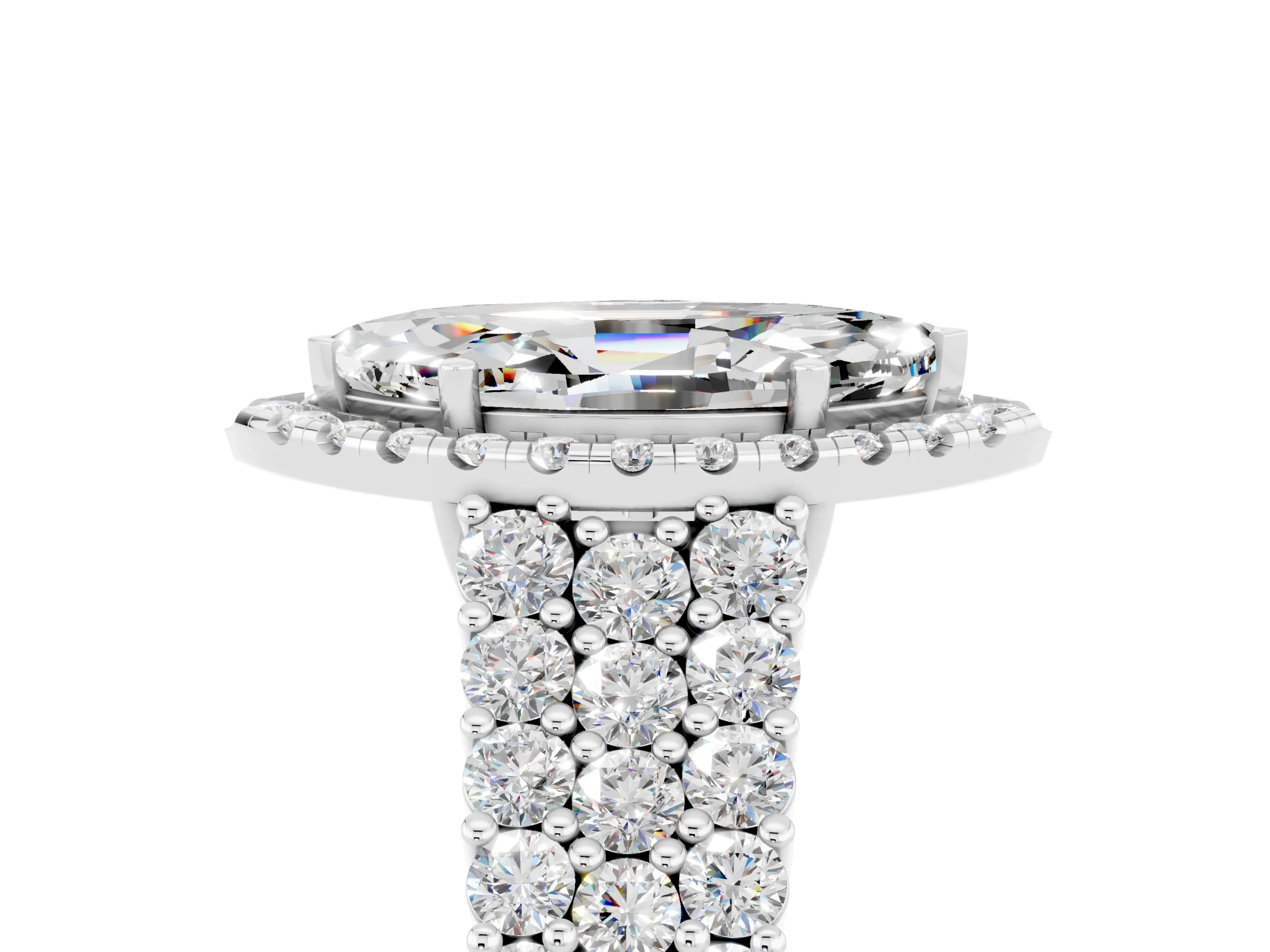 White gold Marquise Cut Halo Pavé Diamond Engagement Ring with Split Shank and Four-Prong Setting_5