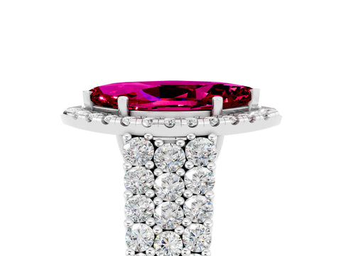 White gold Marquise Cut Halo Pavé Diamond Engagement Ring with Split Shank and Four-Prong Setting_5