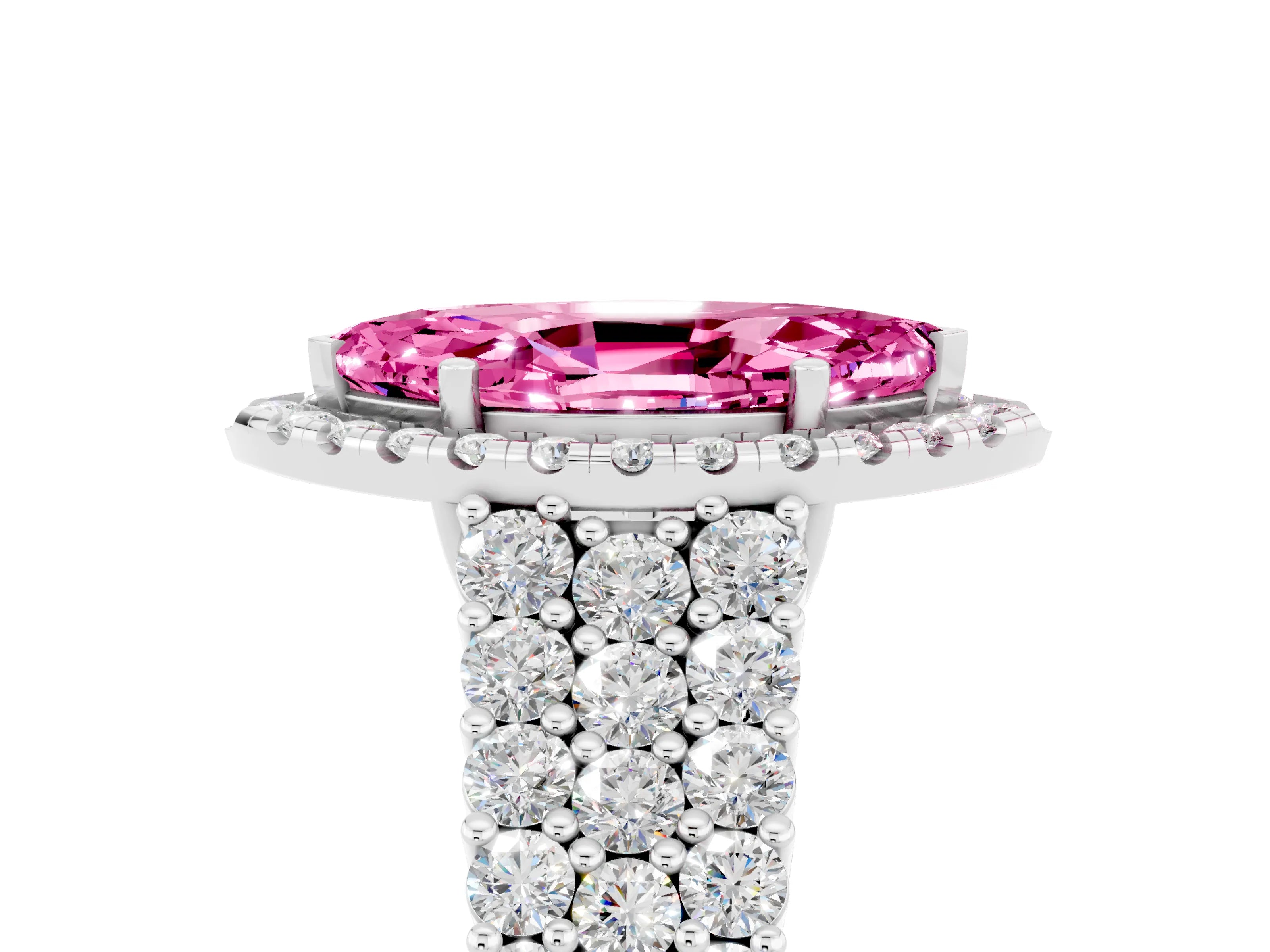 White gold Marquise Cut Halo Pavé Diamond Engagement Ring with Split Shank and Four-Prong Setting_5
