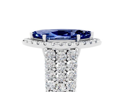 White gold Marquise Cut Halo Pavé Diamond Engagement Ring with Split Shank and Four-Prong Setting_5