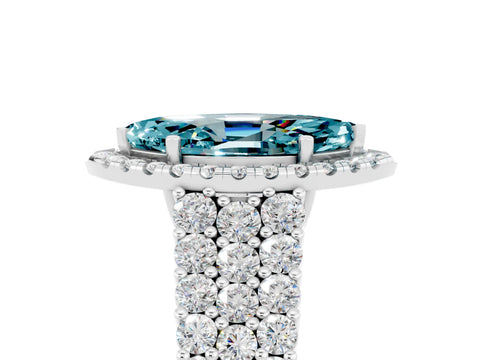 White gold Marquise Cut Halo Pavé Diamond Engagement Ring with Split Shank and Four-Prong Setting_5