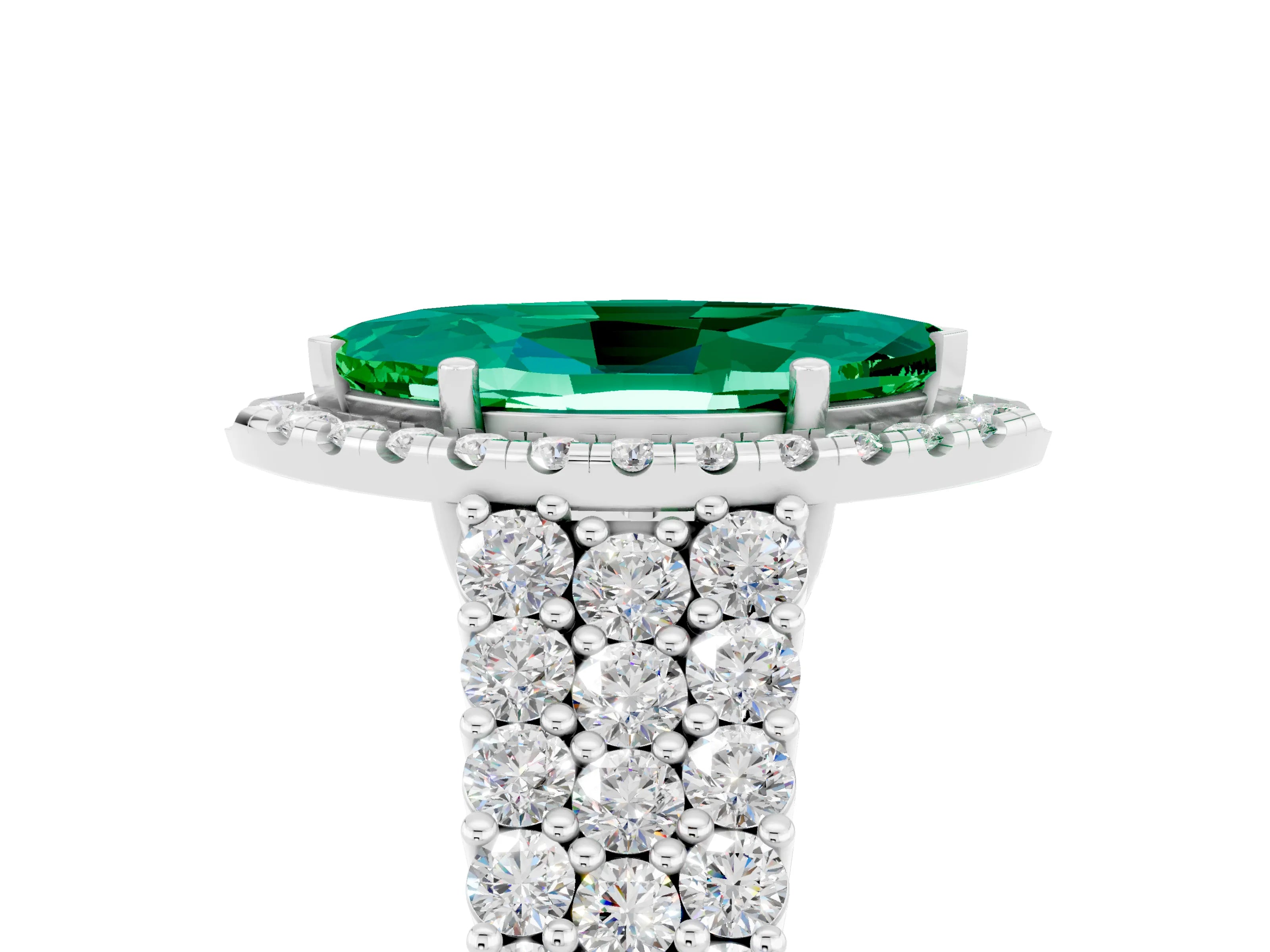 White gold Marquise Cut Halo Pavé Diamond Engagement Ring with Split Shank and Four-Prong Setting_5