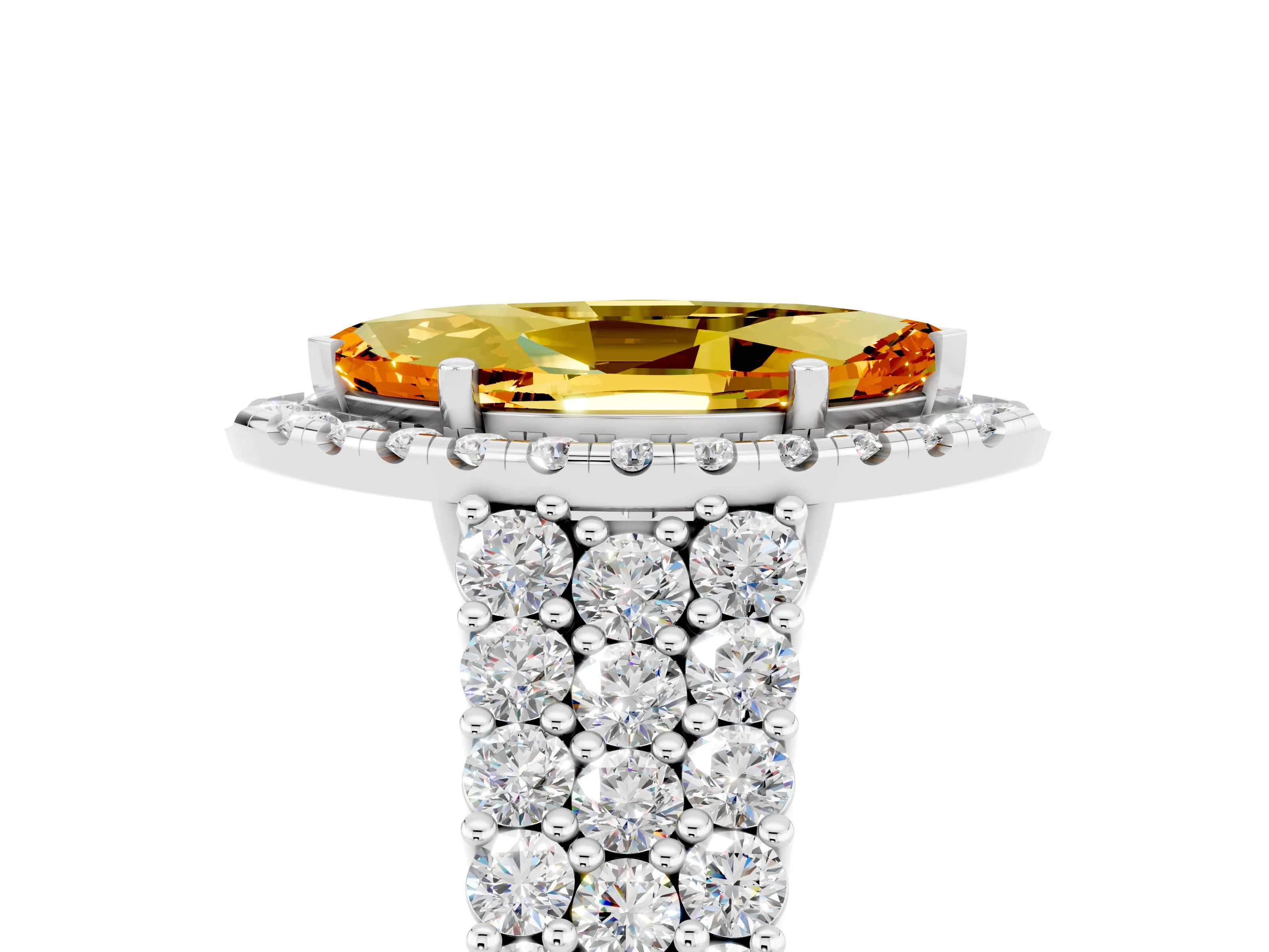 White gold Marquise Cut Halo Pavé Diamond Engagement Ring with Split Shank and Four-Prong Setting_5