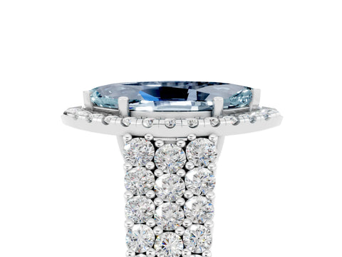 White gold Marquise Cut Halo Pavé Diamond Engagement Ring with Split Shank and Four-Prong Setting_5