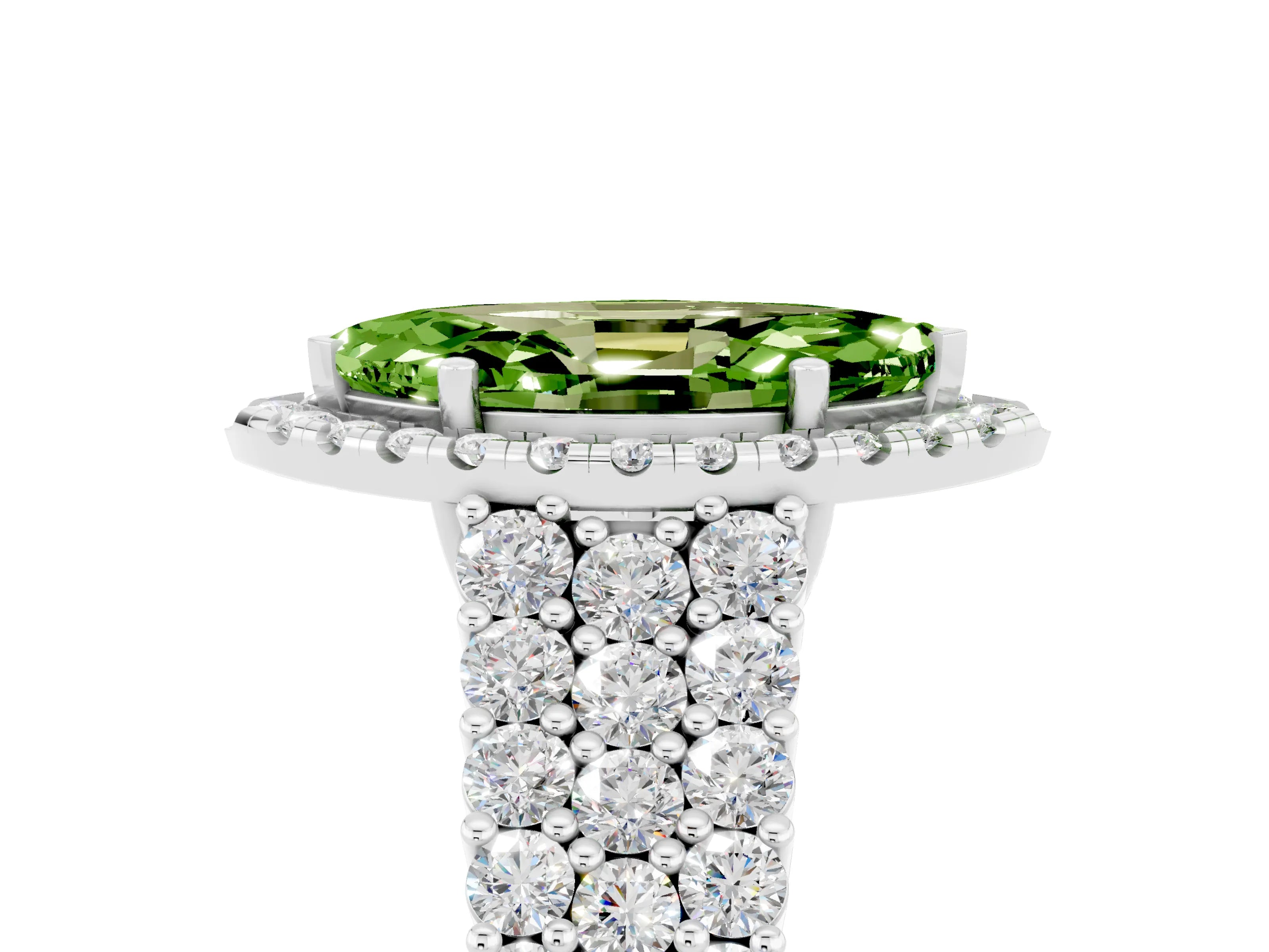 White gold Marquise Cut Halo Pavé Diamond Engagement Ring with Split Shank and Four-Prong Setting_5