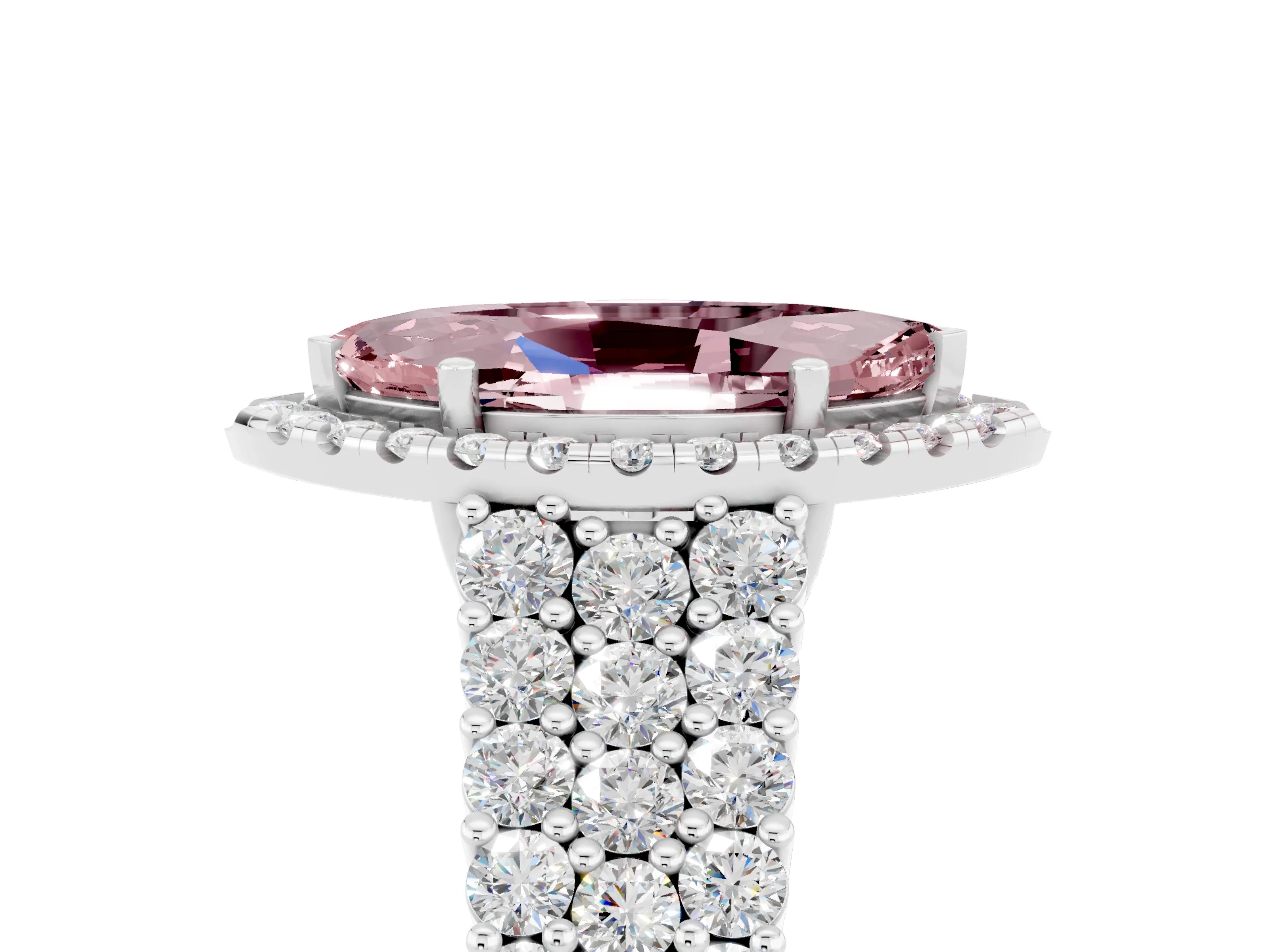White gold Marquise Cut Halo Pavé Diamond Engagement Ring with Split Shank and Four-Prong Setting_5