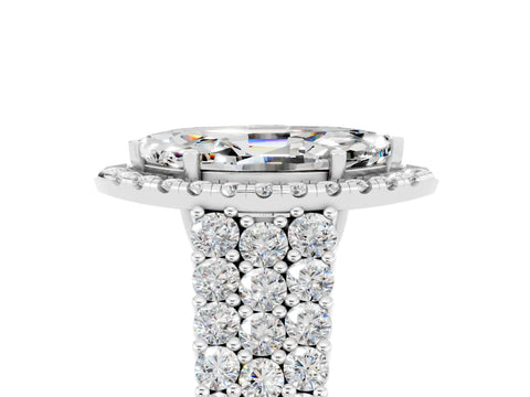 White gold Marquise Cut Halo Pavé Diamond Engagement Ring with Split Shank and Four-Prong Setting_5