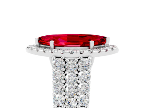 White gold Marquise Cut Halo Pavé Diamond Engagement Ring with Split Shank and Four-Prong Setting_5