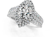 White gold Marquise Cut Halo Pavé Diamond Engagement Ring with Split Shank and Four-Prong Setting_5