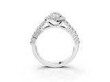 White gold Marquise Cut Halo Pavé Diamond Engagement Ring with Split Shank and Four-Prong Setting_7