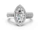 White gold Marquise Cut Halo Pave Band Four-Prong Ring_73