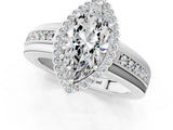 White gold Marquise Cut Halo Pave Band Four-Prong Ring_74