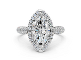 White gold Marquise Cut Halo Pave Band Four-Prong Setting Ring_37