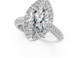 White gold Marquise Cut Halo Pave Band Four-Prong Setting Ring_38