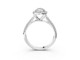 White gold Marquise Cut Halo Pave Band Four-Prong Setting Ring_40