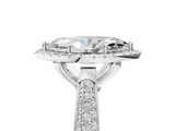 White gold Marquise Cut Halo Pave Band Four-Prong Setting Ring_42
