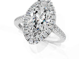 White gold Marquise Cut Halo Pave Diamond Engagement Ring with Four-Prong Setting_9