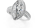 White gold Marquise Cut Halo Pave Split Shank Prong Setting Ring_32