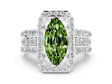 White gold Marquise Cut Halo Peridot Ring with Round  Split Shank and Prong Setting_12