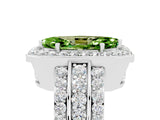 White gold Marquise Cut Halo Peridot Ring with Round  Split Shank and Prong Setting_17
