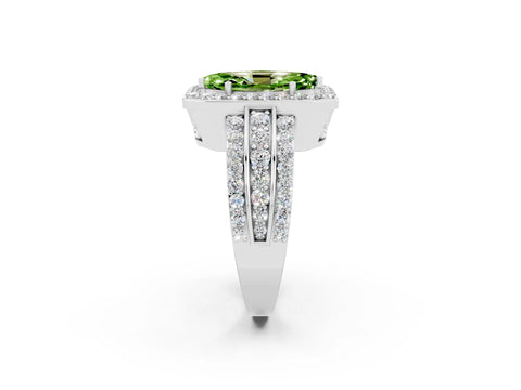 White gold Marquise Cut Halo Peridot Ring with Split Shank and Four-Prong Setting_2