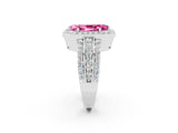 White gold Marquise Cut Halo Pink Sapphire Ring with Round  Split Shank and Prong Setting_38