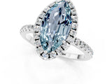 White gold Marquise Cut Halo Round Diamond Pavé Band Four-Prong Ring_1