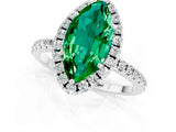 White gold Marquise Cut Halo Round Diamond Pavé Band Four-Prong Ring_1