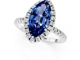 White gold Marquise Cut Halo Round Diamond Pavé Band Four-Prong Ring_1