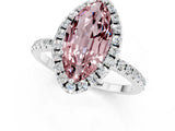 White gold Marquise Cut Halo Round Diamond Pavé Band Four-Prong Ring_1