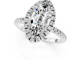 White gold Marquise Cut Halo Round Diamond Pavé Band Four-Prong Ring_1
