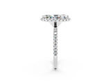 White gold Marquise Cut Halo Round Diamond Pavé Band Four-Prong Ring_2