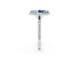 White gold Marquise Cut Halo Round Diamond Pavé Band Four-Prong Ring_2