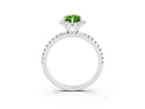 White gold Marquise Cut Halo Round Diamond Pavé Band Four-Prong Ring_3