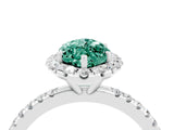 White gold Marquise Cut Halo Round Diamond Pavé Band Four-Prong Ring_4