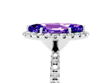 White gold Marquise Cut Halo Round Diamond Pavé Band Four-Prong Ring_5