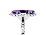 White gold Marquise Cut Halo Round Diamond Pavé Band Four-Prong Ring_5