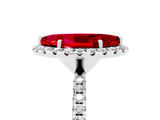 White gold Marquise Cut Halo Round Diamond Pavé Band Four-Prong Ring_5